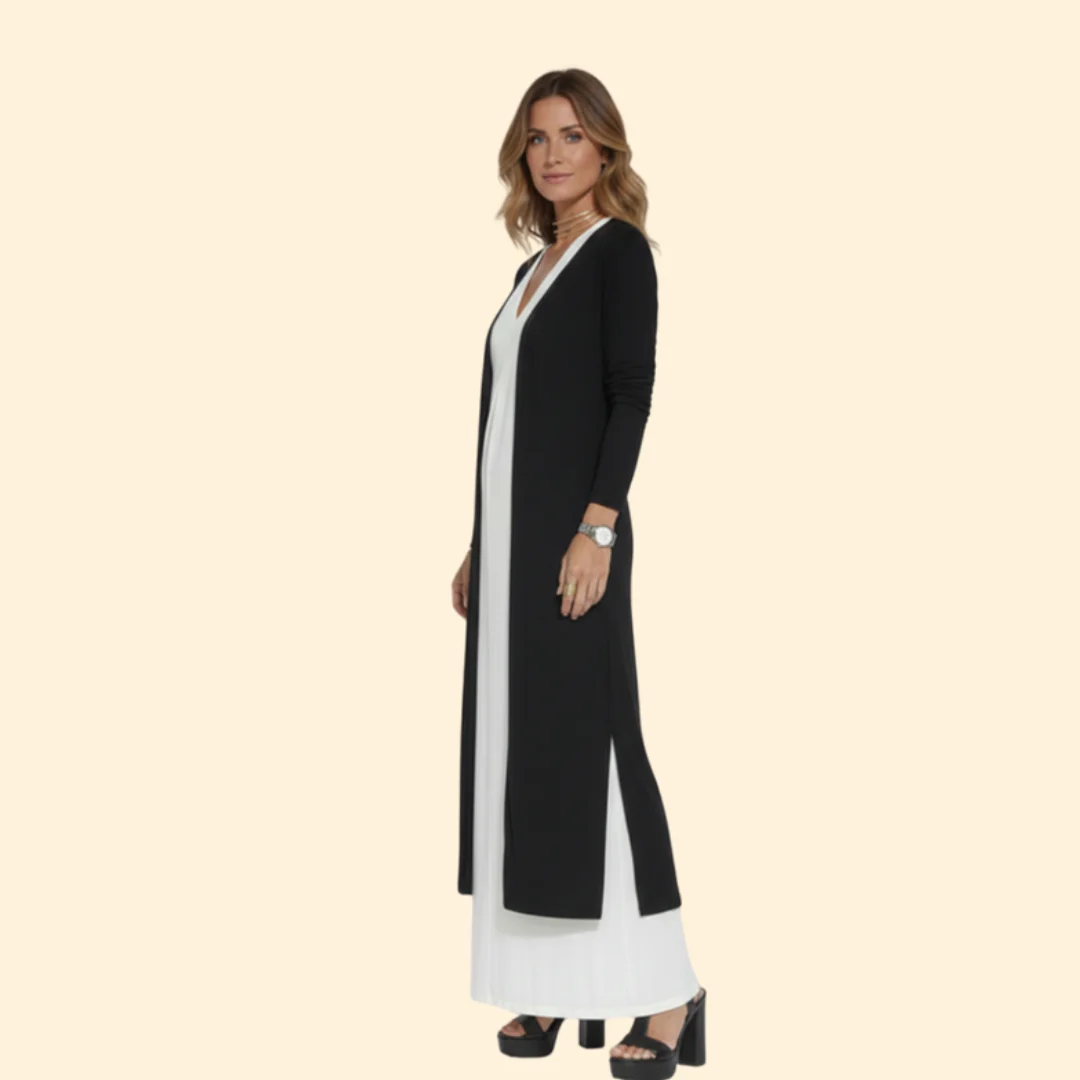 Women’s Elegant Dress and Vest Set with Pleated Design - Image 4