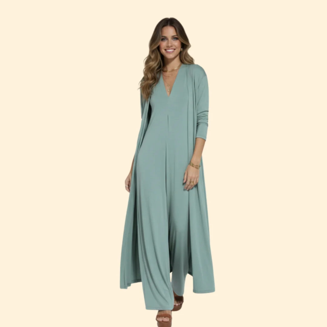 Women’s Elegant Dress and Vest Set with Pleated Design - Image 8