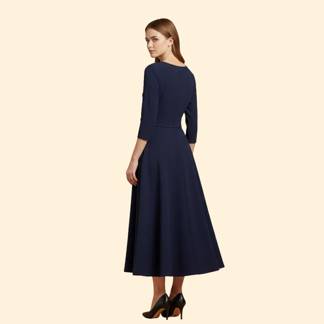 Women’s Elegant Dress with Tie Waist - Image 3
