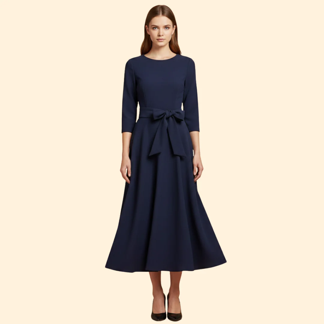 Women’s Elegant Dress with Tie Waist - Image 4