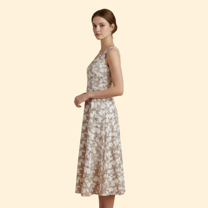Women's Elegant Floral Midi Dress - Image 3