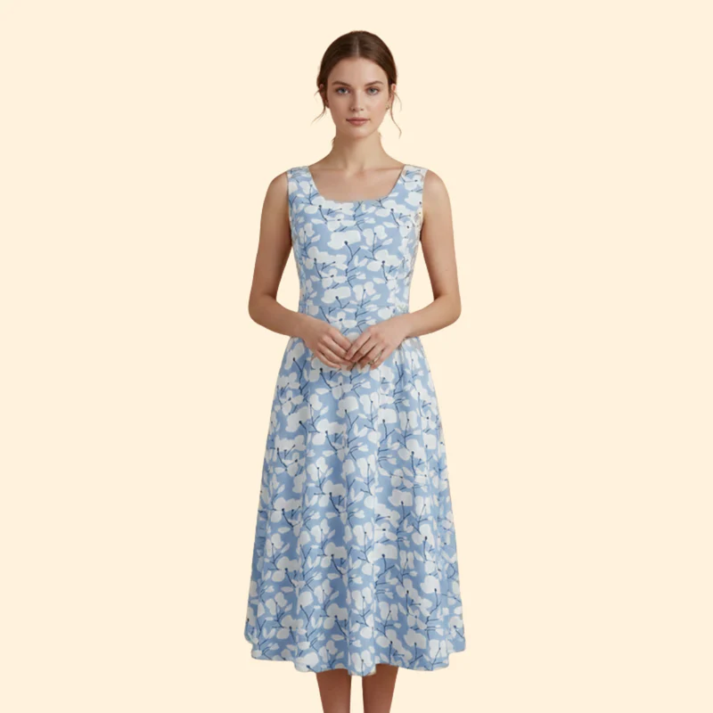 Women's Elegant Floral Midi Dress - Image 6