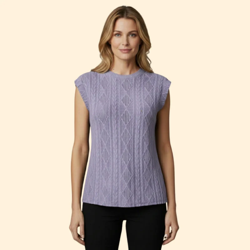 Women's Elegant Jacquard Lace Detail T-Shirt - Image 10