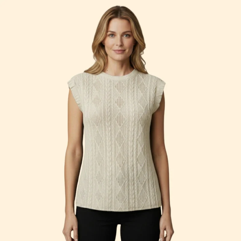 Women's Elegant Jacquard Lace Detail T-Shirt - Image 7