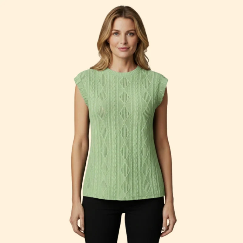 Women's Elegant Jacquard Lace Detail T-Shirt - Image 9