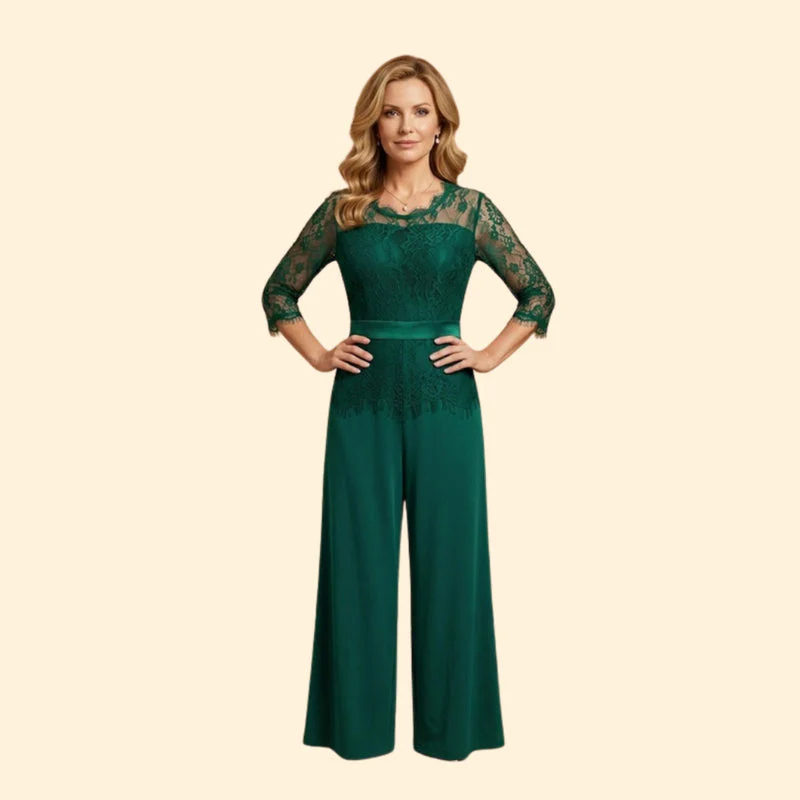 Women’s Elegant Jumpsuit with Lace Sleeves - Image 7