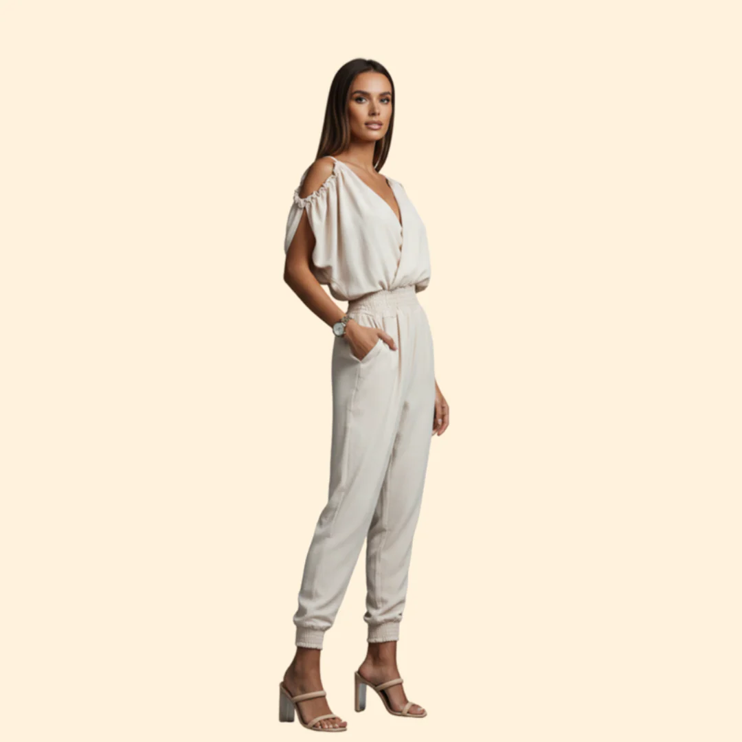Women’s Elegant Jumpsuit with Open Shoulders - Image 3