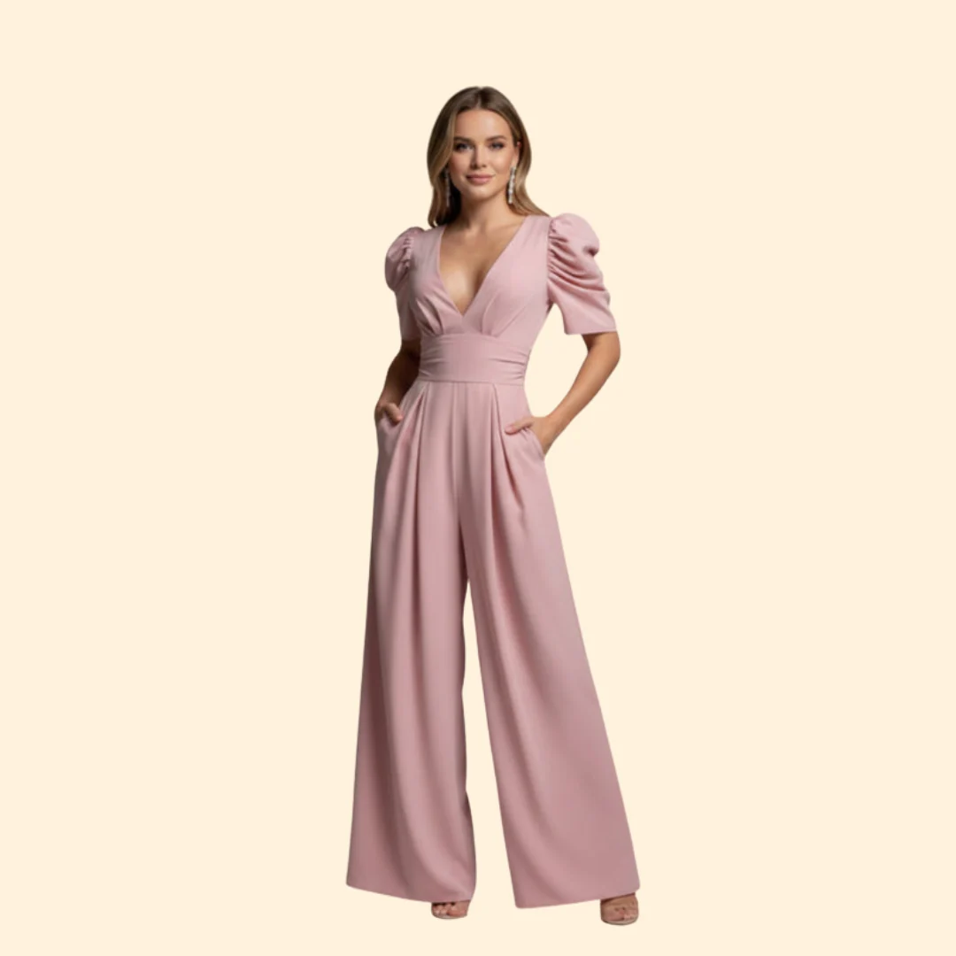 Women’s Elegant Jumpsuit with Puffy Sleeves - Image 2