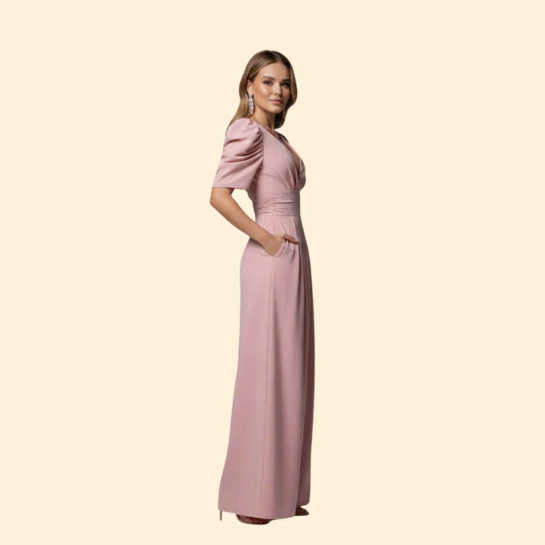 Women’s Elegant Jumpsuit with Puffy Sleeves - Image 3