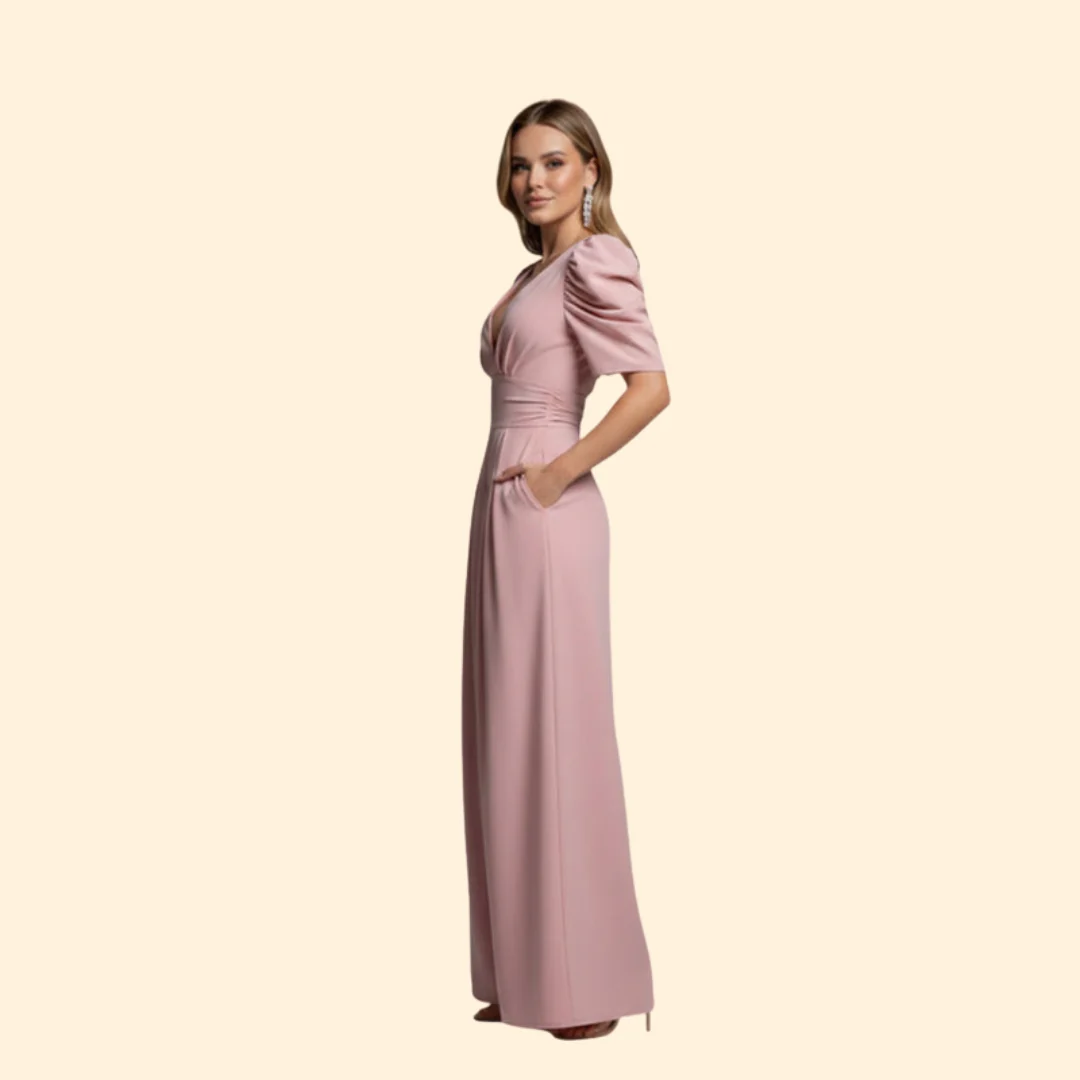 Women’s Elegant Jumpsuit with Puffy Sleeves - Image 5
