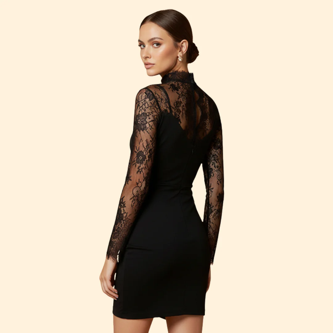 Women's Elegant Lace Mini Dress - Image 4