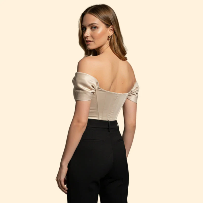 Women's Elegant Off-Shoulder Satin Top - Image 5
