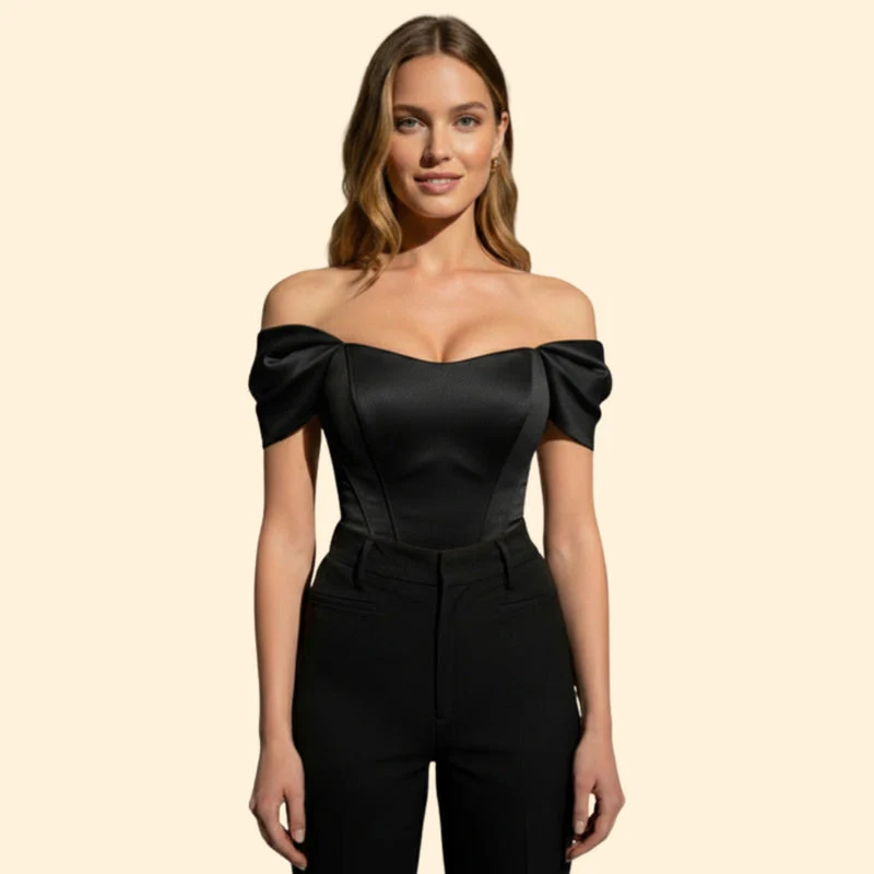 Women's Elegant Off-Shoulder Satin Top - Image 6
