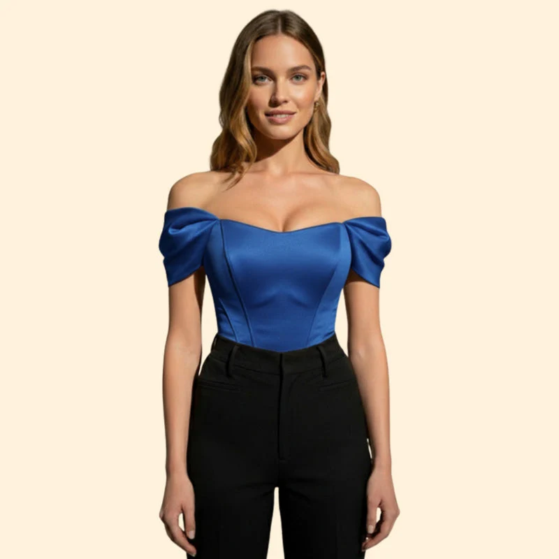 Women's Elegant Off-Shoulder Satin Top - Image 7