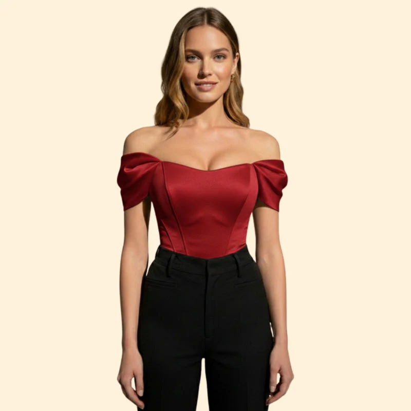 Women's Elegant Off-Shoulder Satin Top - Image 8