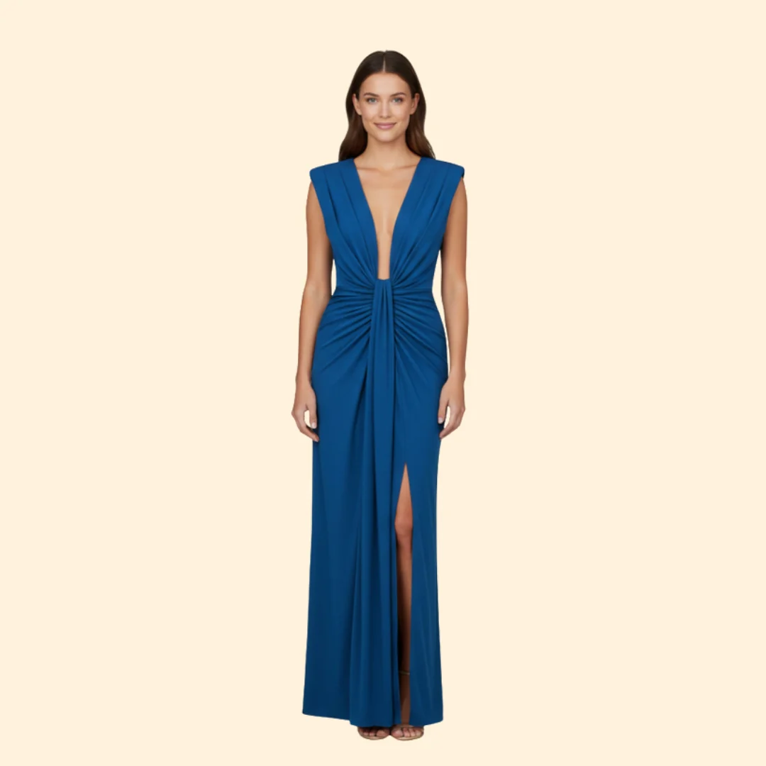 Women’s Elegant Pleated Dress with High Slit - Image 2