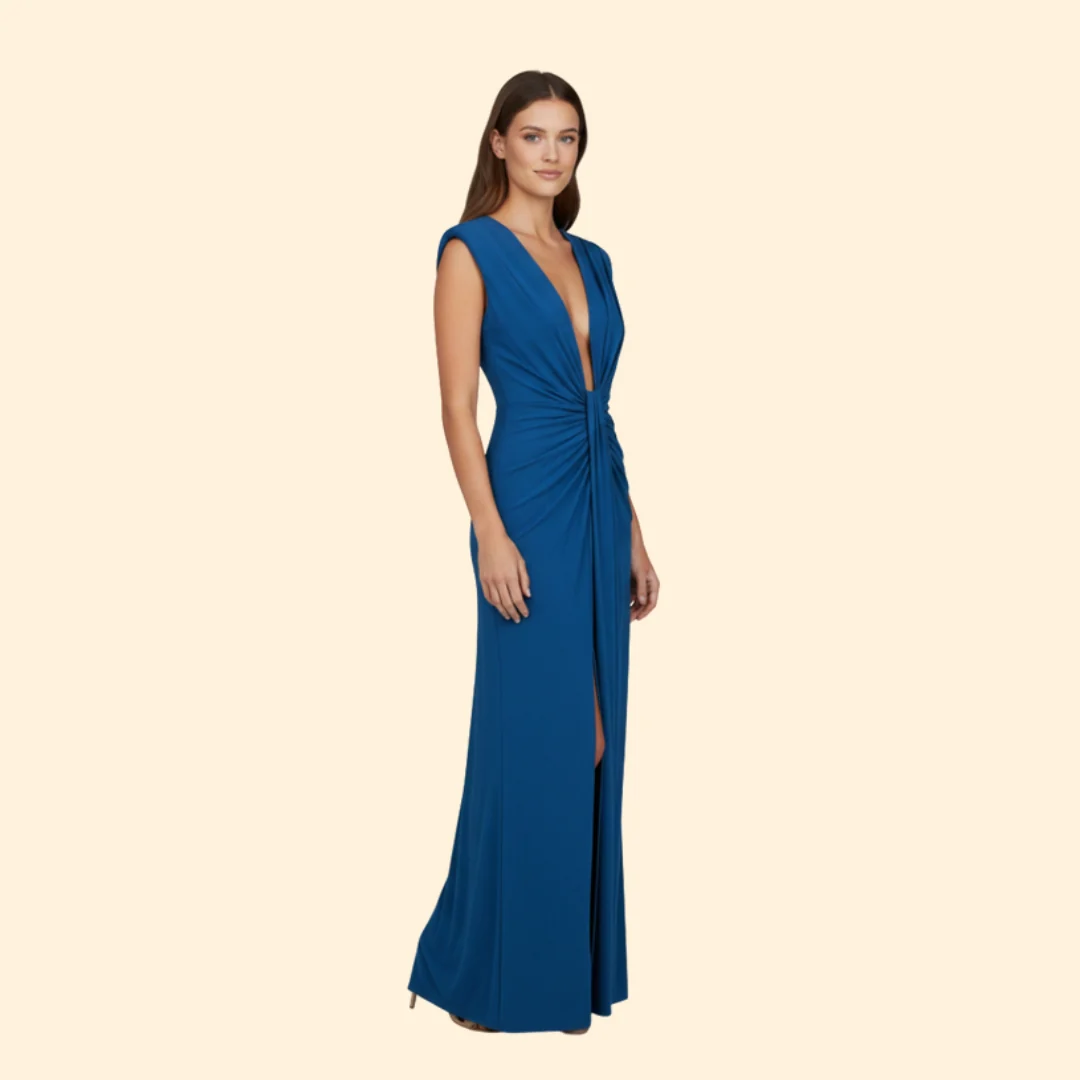 Women’s Elegant Pleated Dress with High Slit - Image 3