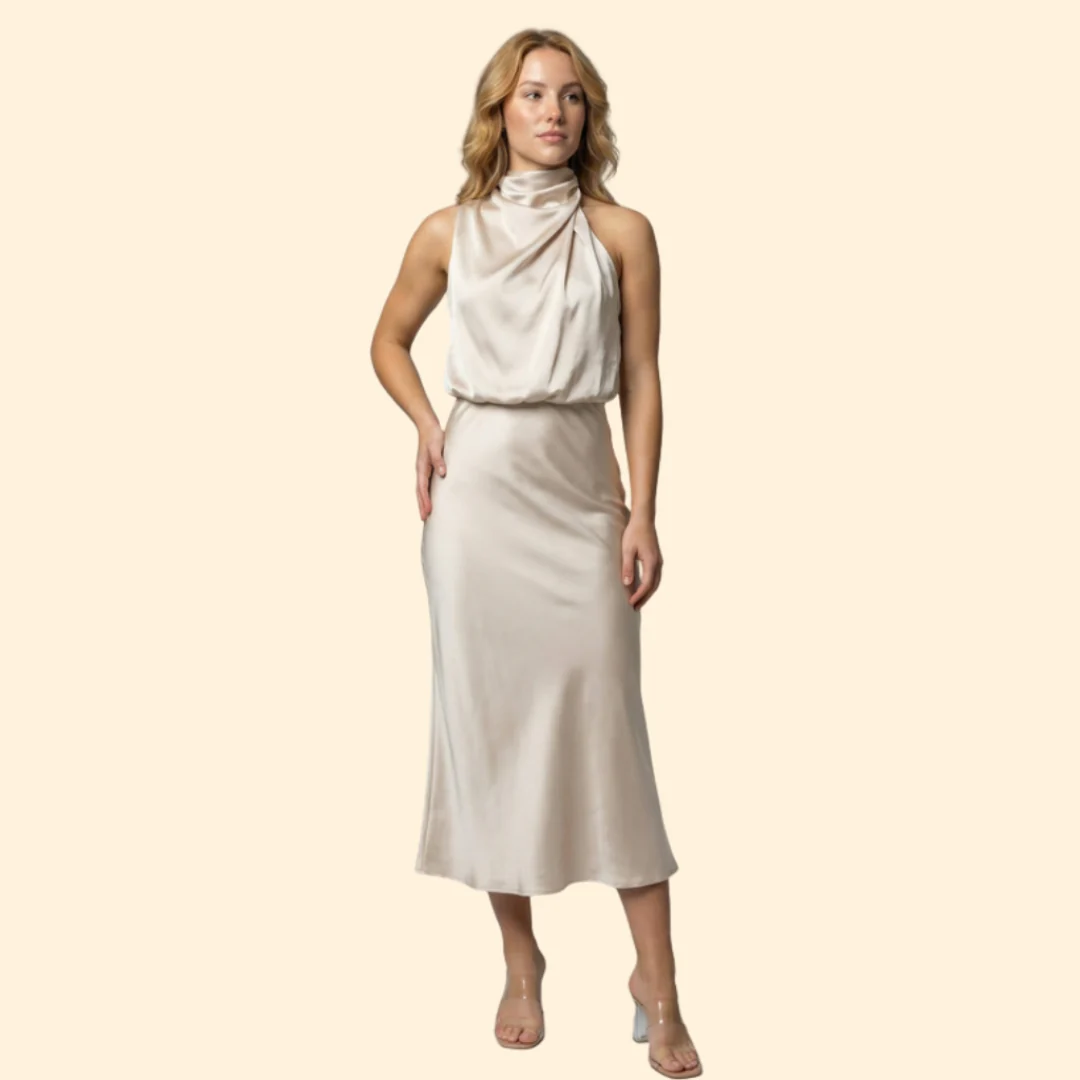 Women’s Elegant Satin Dress - Image 2
