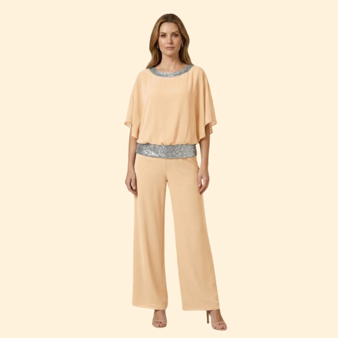 Women’s Elegant Sequin-Accented Top and Trousers Set - Image 10