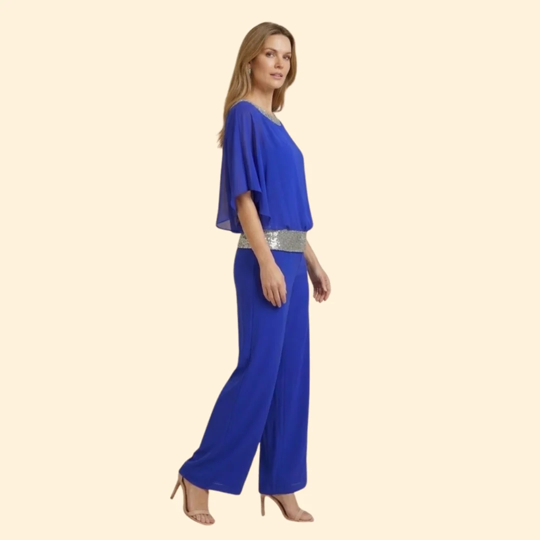 Women’s Elegant Sequin-Accented Top and Trousers Set - Image 4