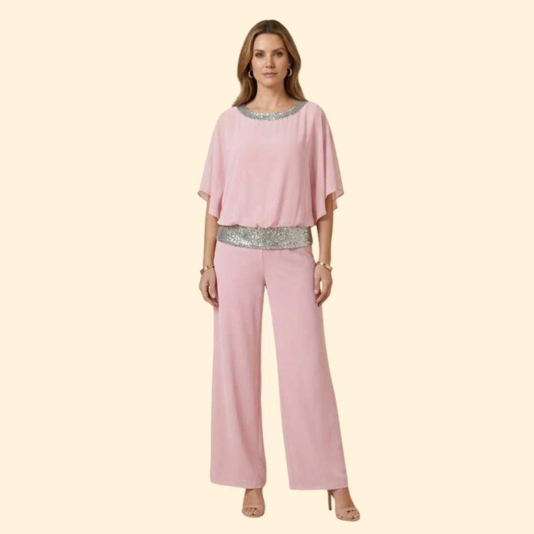 Women’s Elegant Sequin-Accented Top and Trousers Set - Image 7