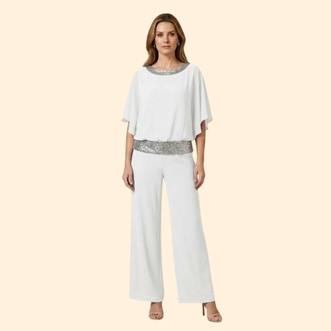 Women’s Elegant Sequin-Accented Top and Trousers Set - Image 8