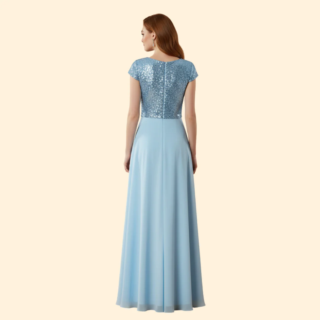 Women's Elegant V-Neck Sequin Dress - Image 3