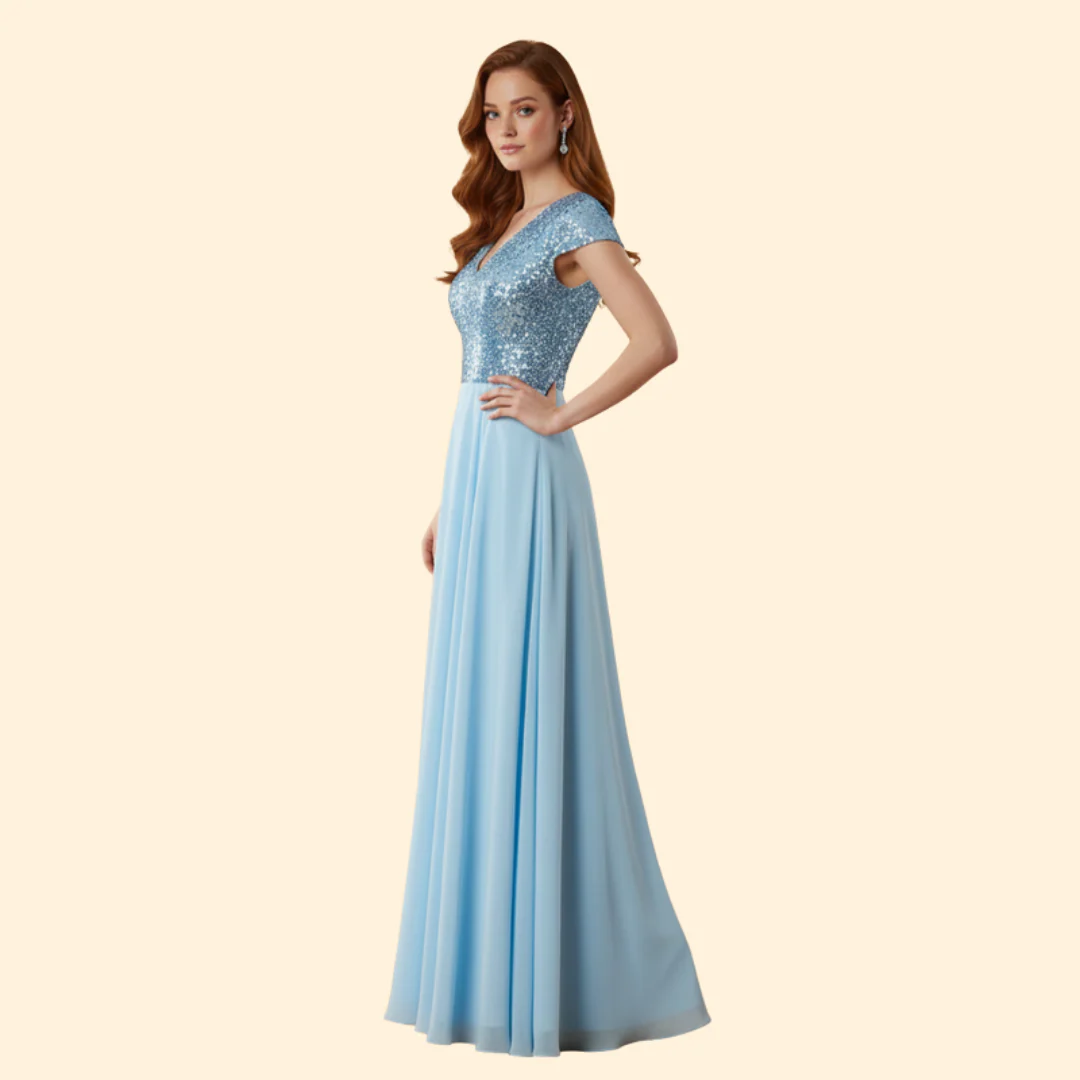 Women's Elegant V-Neck Sequin Dress - Image 4