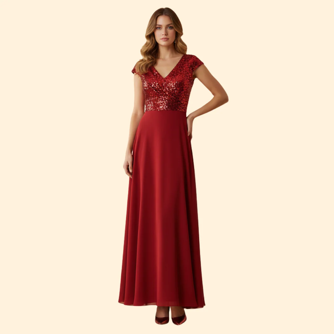 Women's Elegant V-Neck Sequin Dress - Image 6