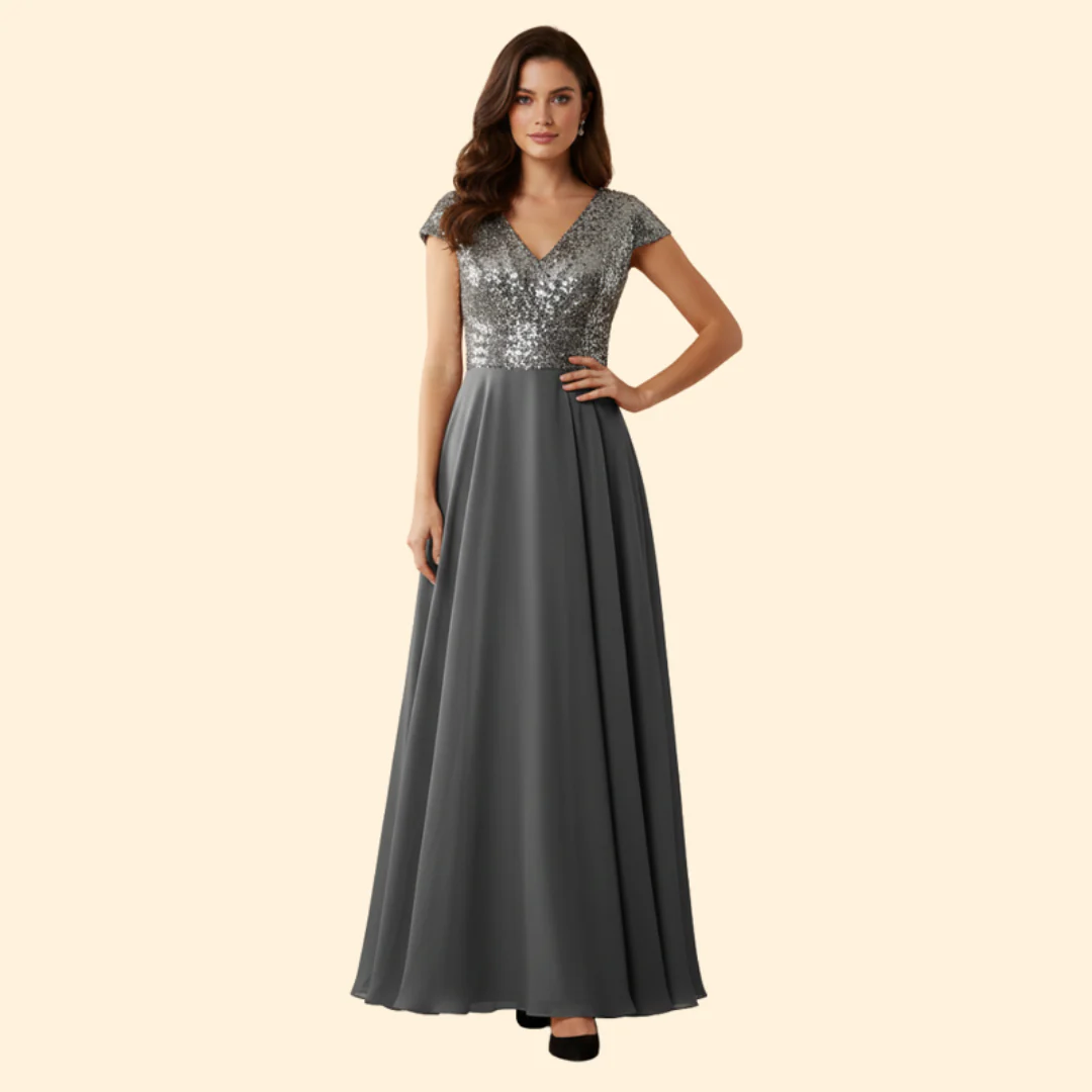 Women's Elegant V-Neck Sequin Dress - Image 8