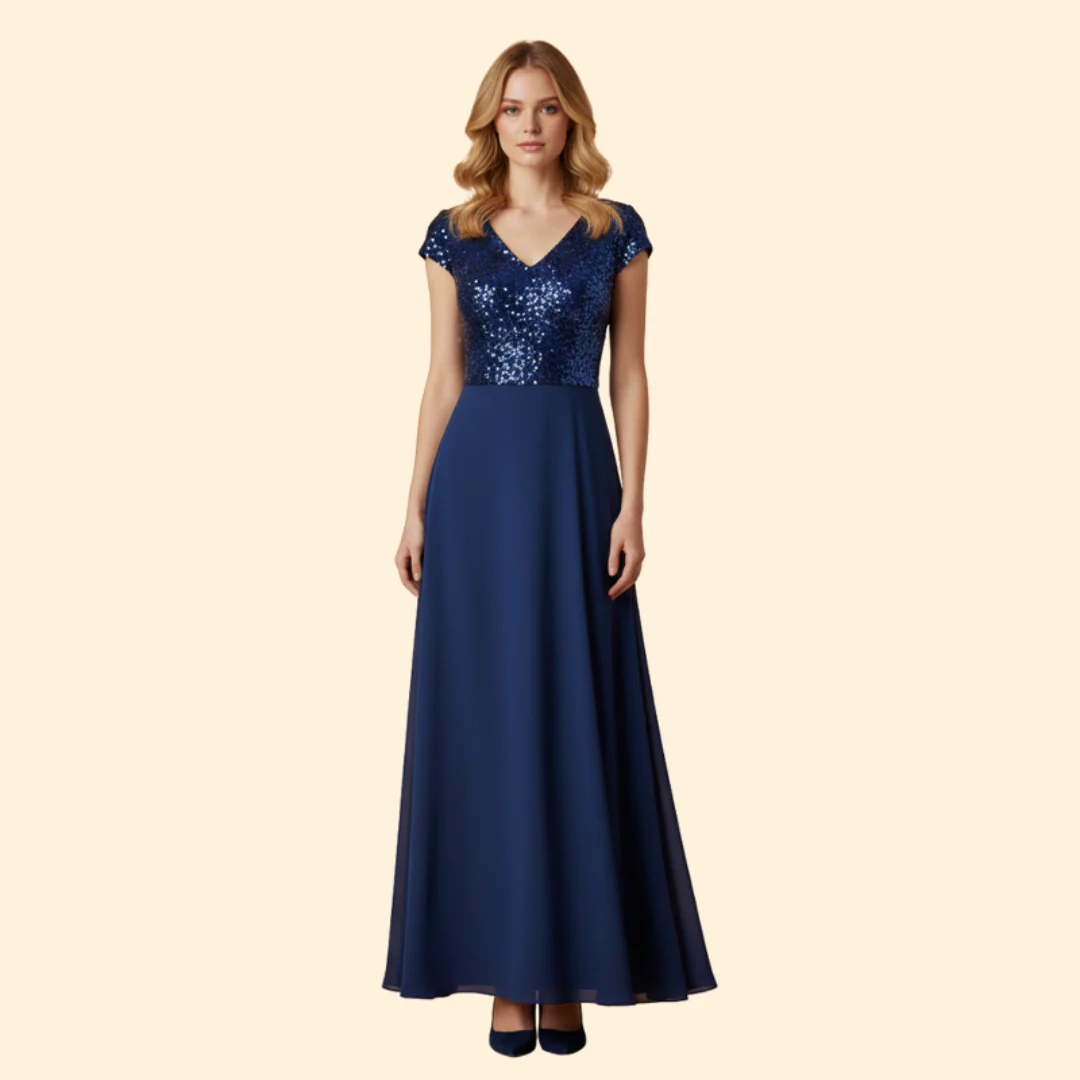 Women's Elegant V-Neck Sequin Dress - Image 9