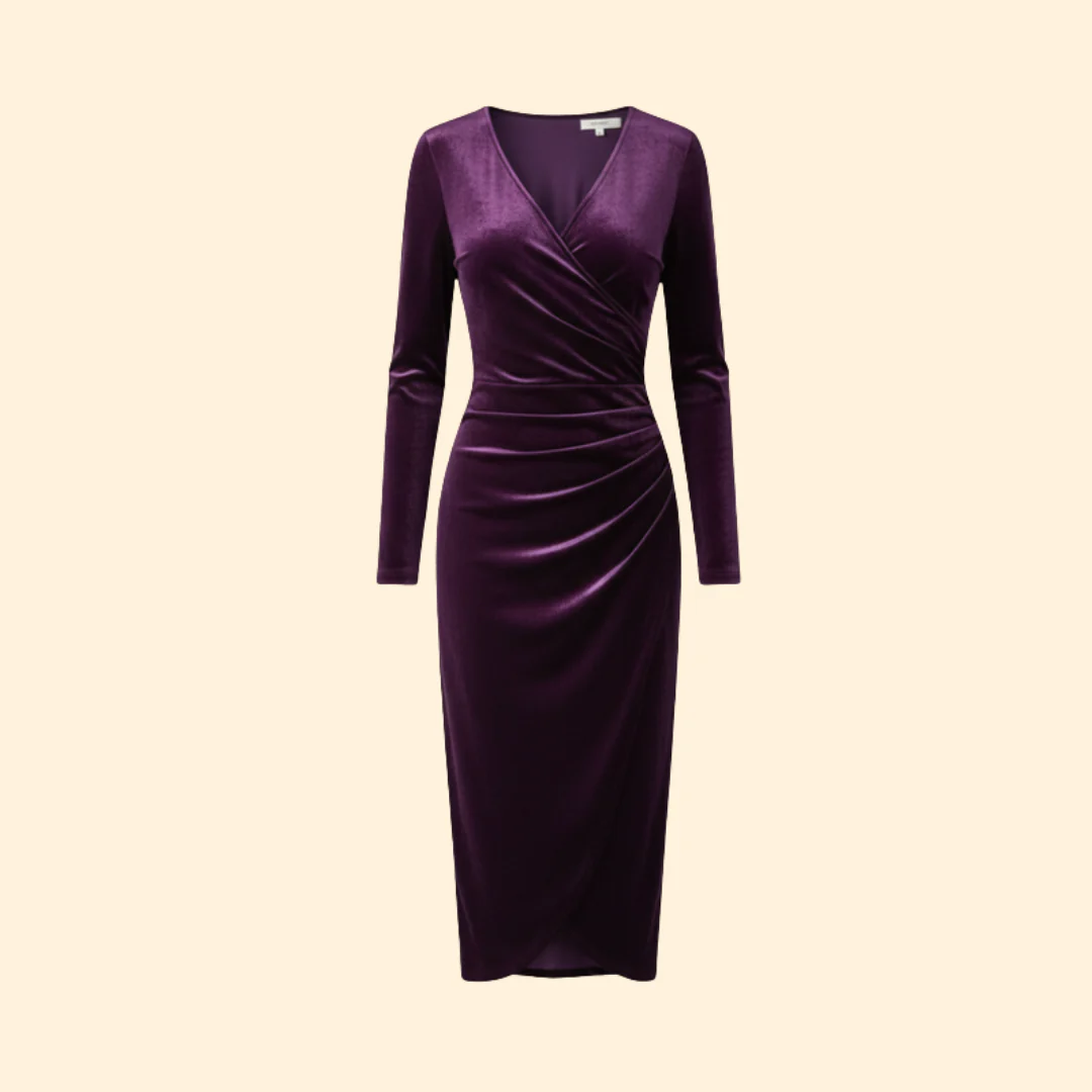 Women's Elegant Velvet Wrap Dress