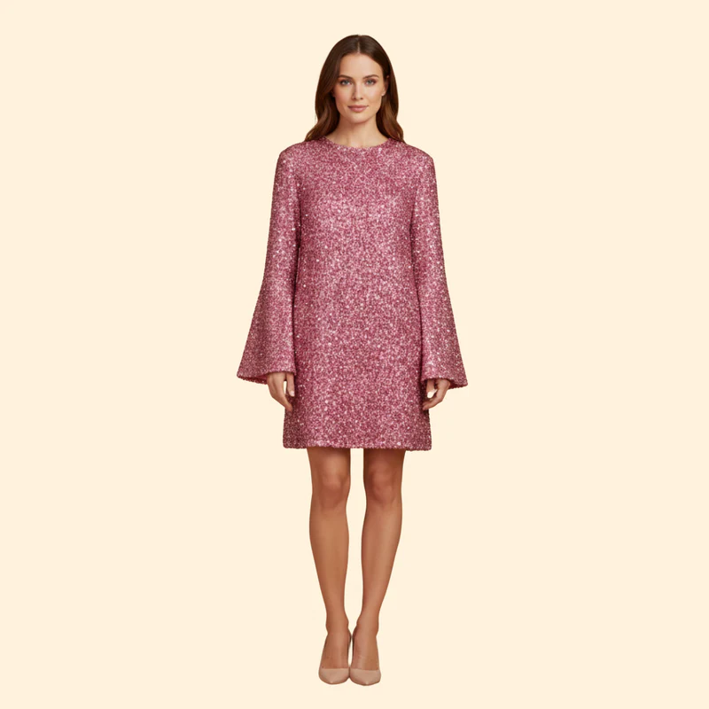 Women's Flared Dress with Round Neckline - Image 2