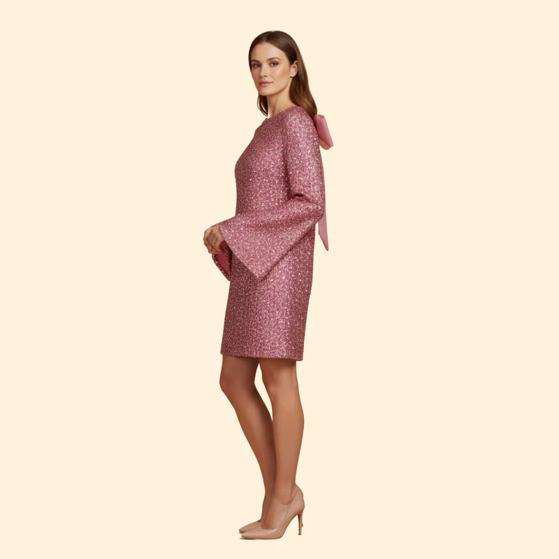 Women's Flared Dress with Round Neckline - Image 3