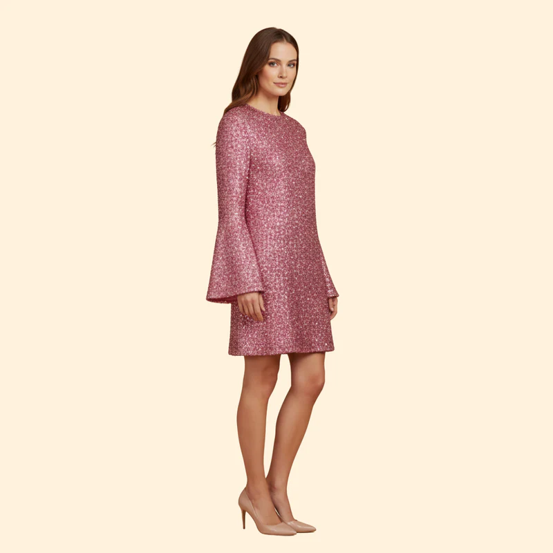 Women's Flared Dress with Round Neckline - Image 4