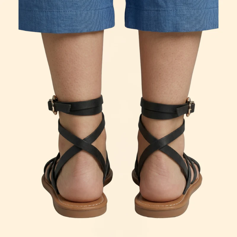Women’s Flat Sandals with Ankle Buckle - Image 6