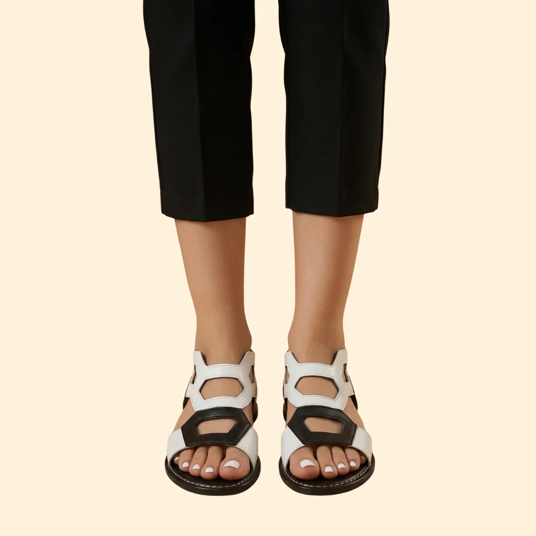 Women’s Flat Sandals with Cutout Straps - Image 3
