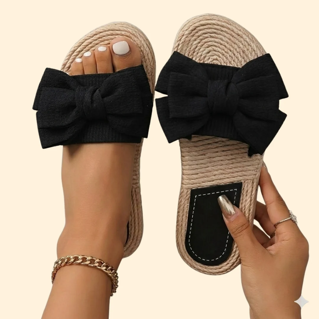 Women’s Flat Sandals with Oversized Bow - Image 2