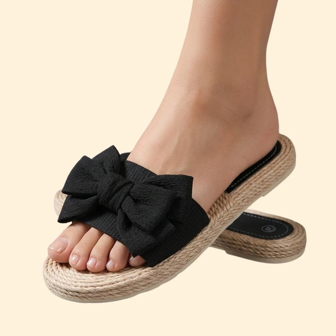 Women’s Flat Sandals with Oversized Bow - Image 3