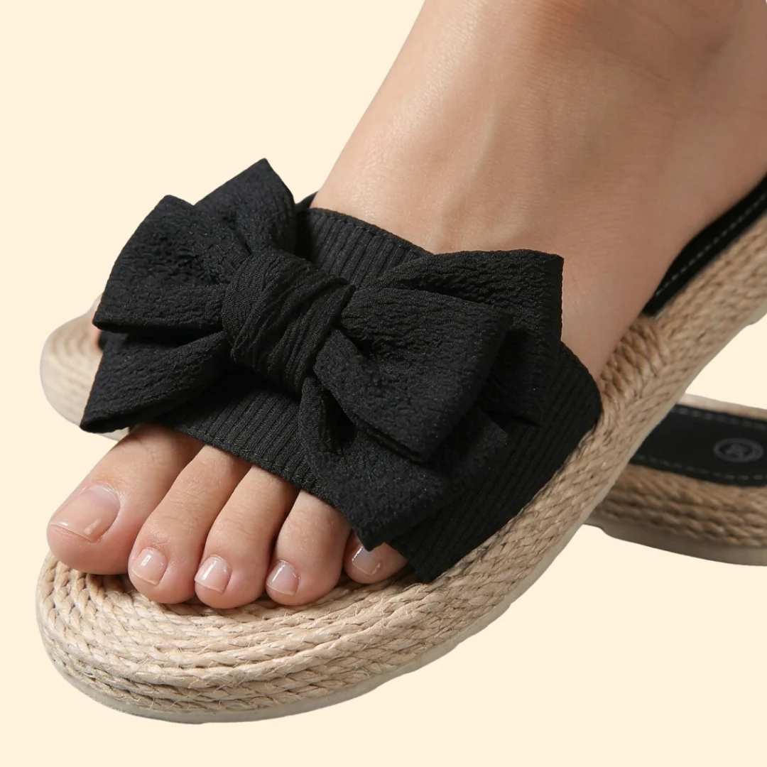 Women’s Flat Sandals with Oversized Bow - Image 4