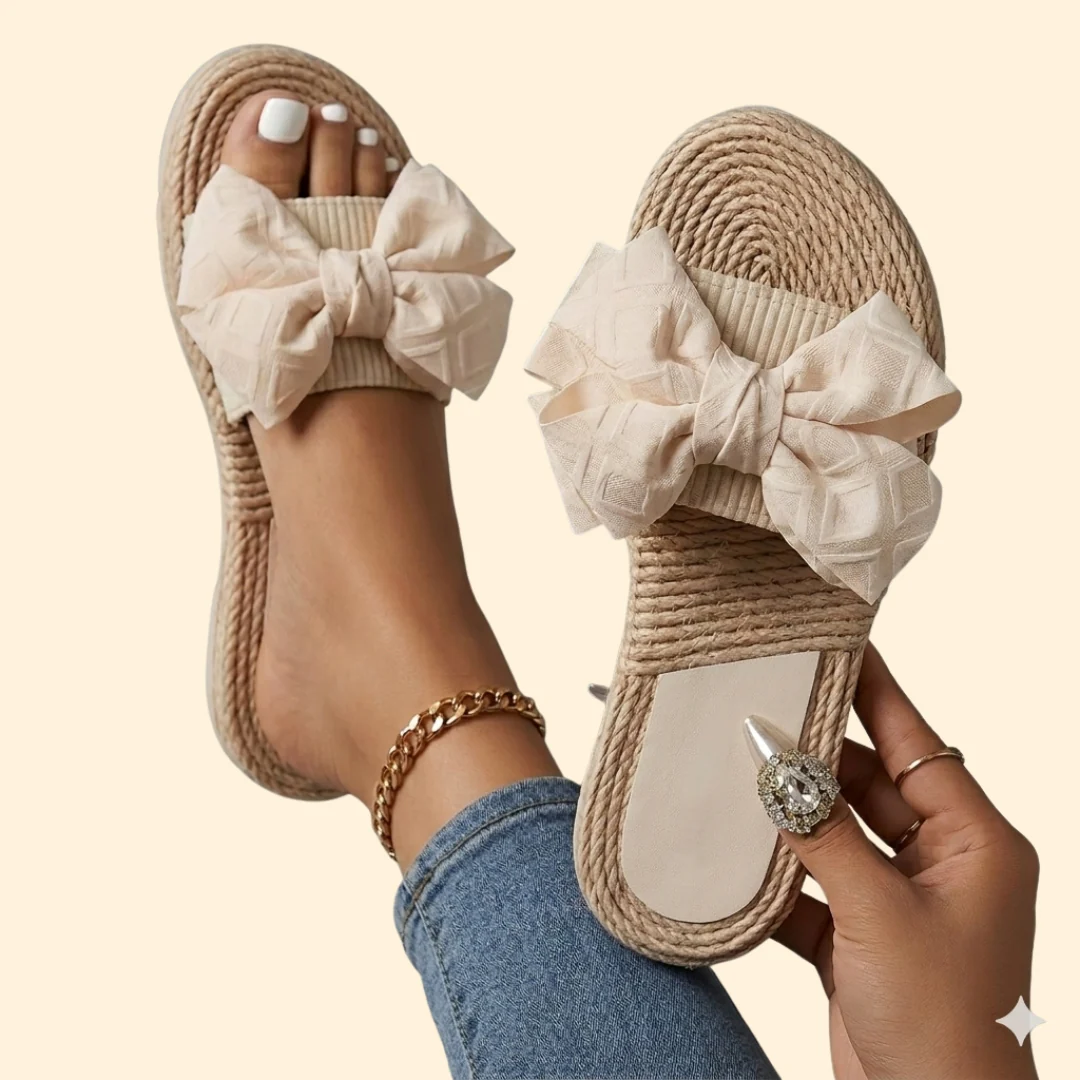 Women’s Flat Sandals with Oversized Bow - Image 6