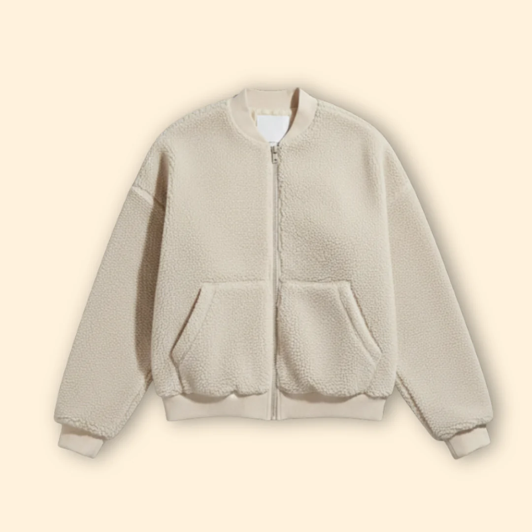 Women’s Fleece Bomber Jacket with Front Pockets