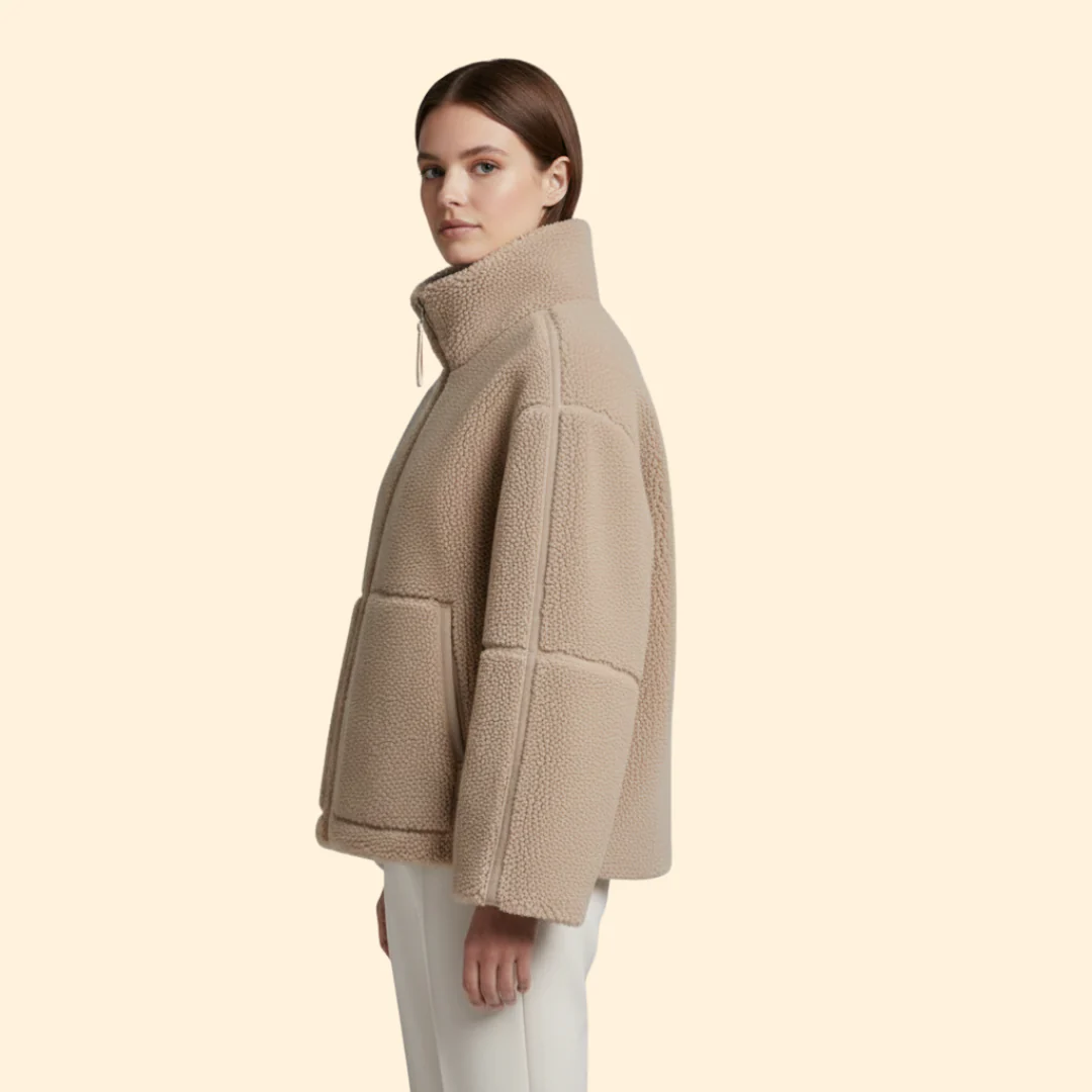 Women’s Fleece Jacket with High Collar - Image 3