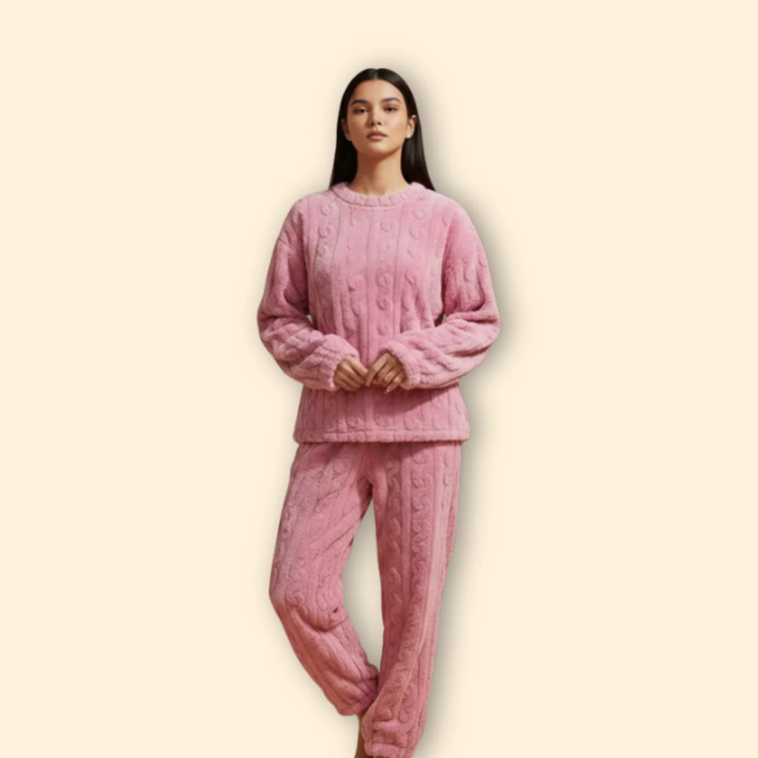 Women’s Fleece Pajama Set with Long Sleeves - Image 8