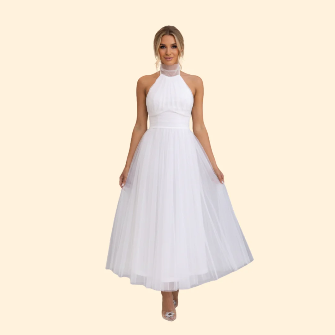 Women’s Floor-Length Tulle Dress with Halter Design - Image 11