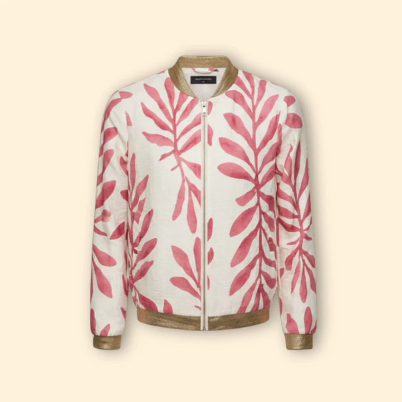 Women's Floral Bomber Jacket with Zip