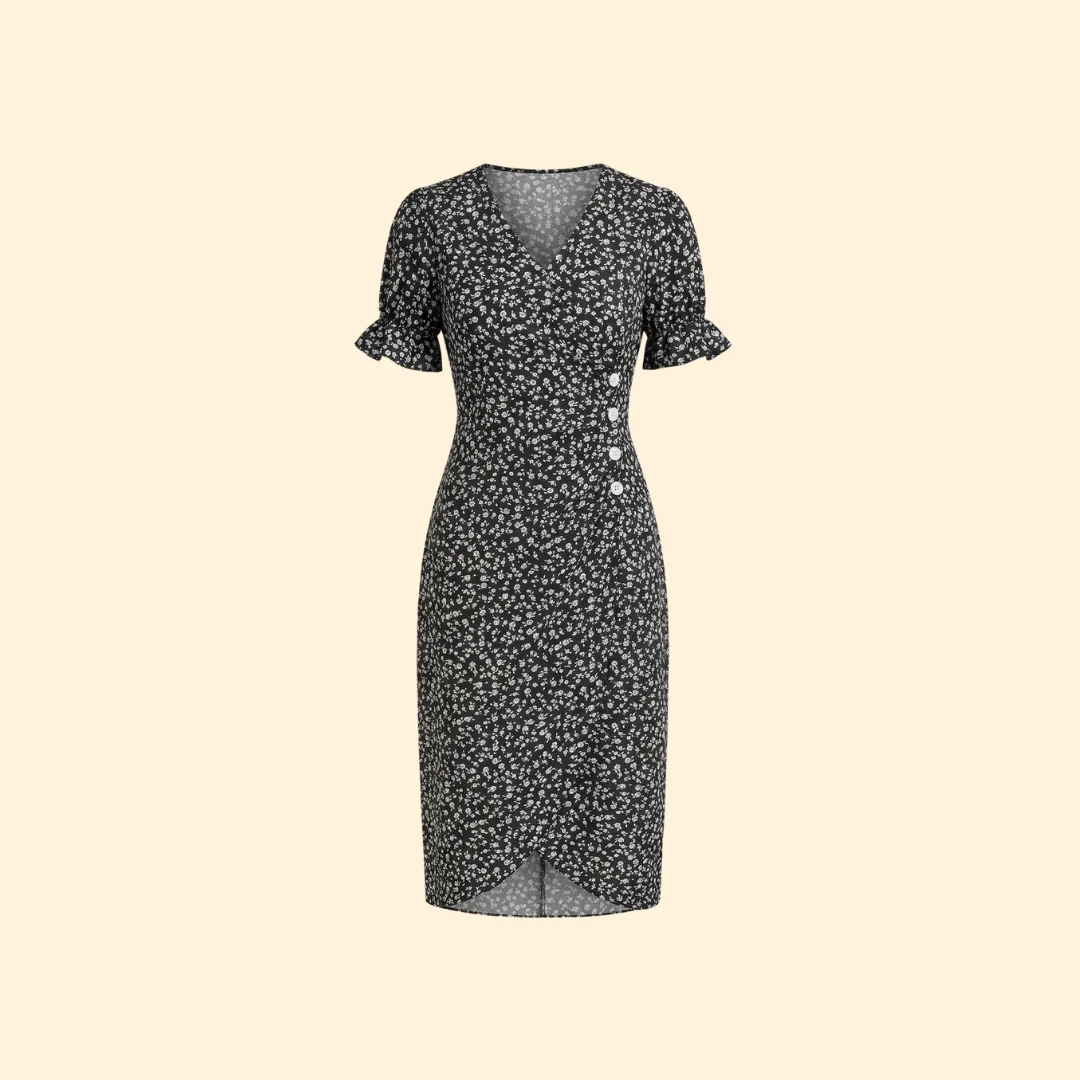 Women's Floral Dress V-Neck