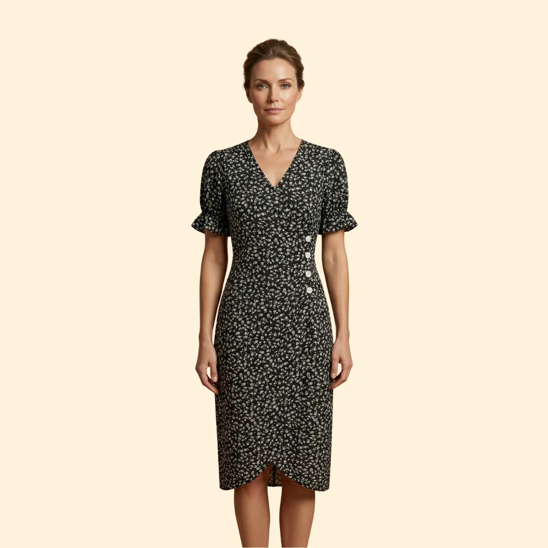 Women's Floral Dress V-Neck - Image 2