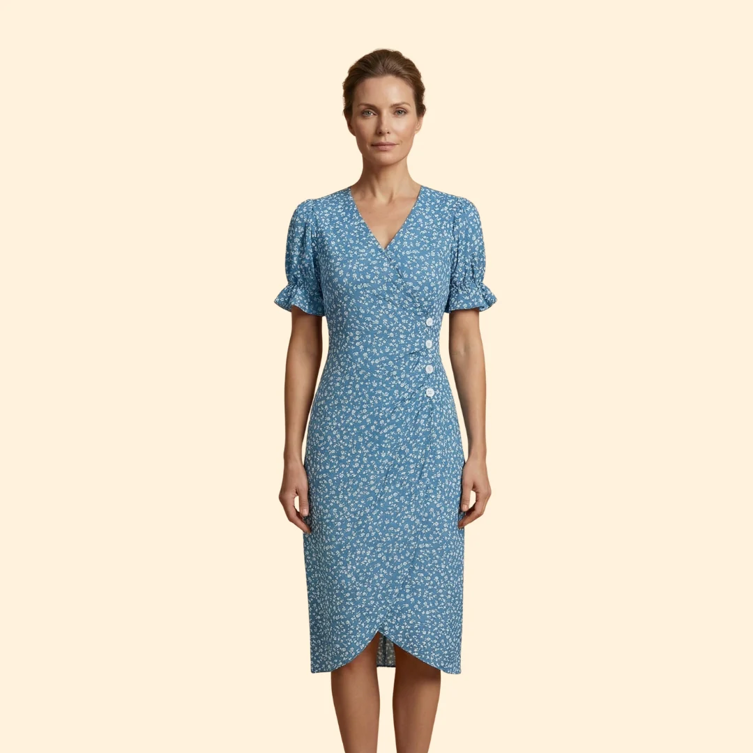 Women's Floral Dress V-Neck - Image 6