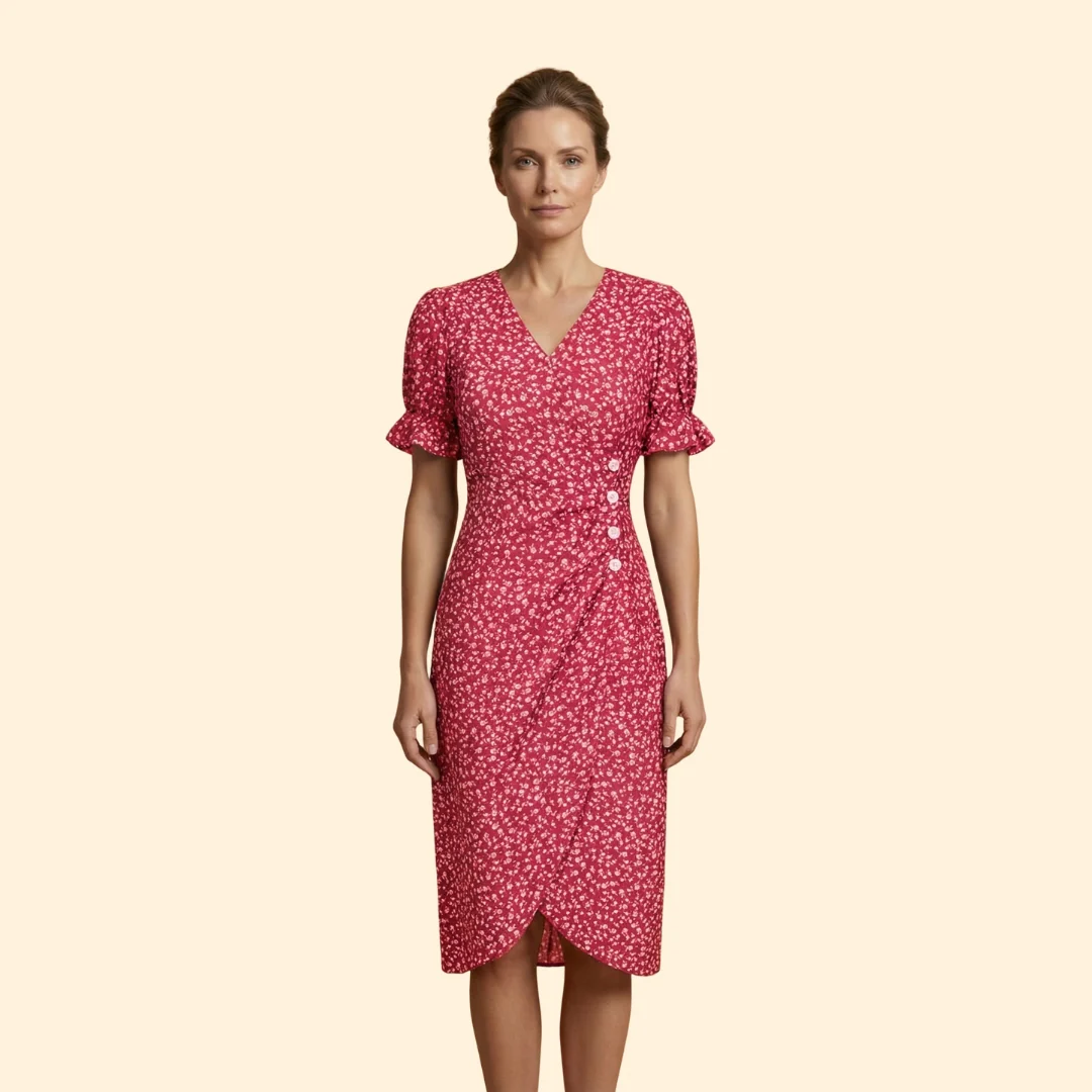 Women's Floral Dress V-Neck - Image 7